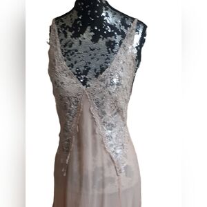 Elegant Beige Lace Maxi Dress